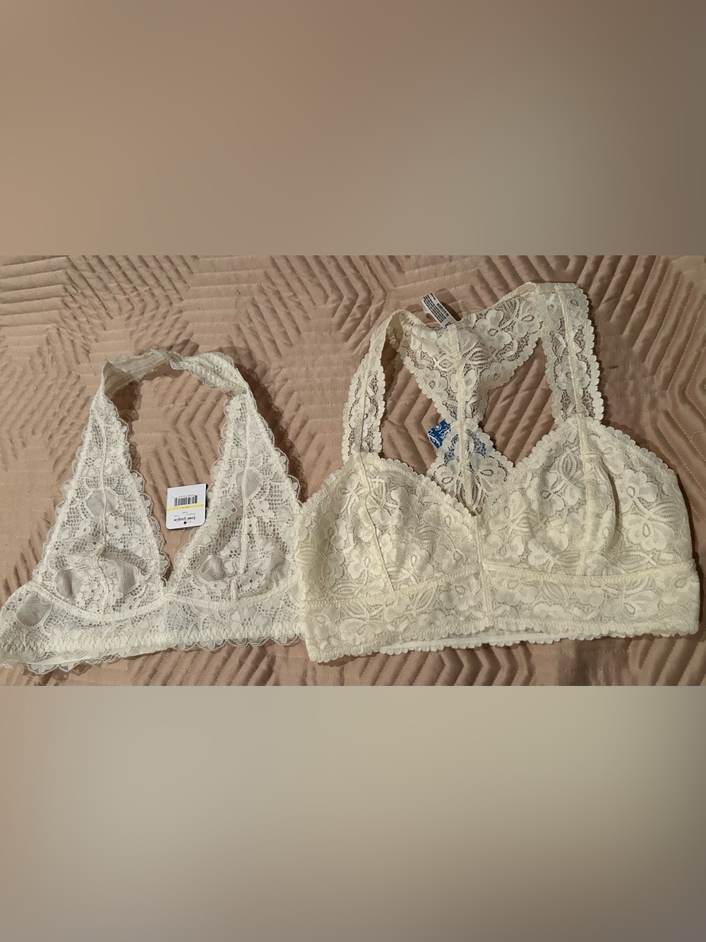 2 Free People Bralettes Size Medium NWT Ivory